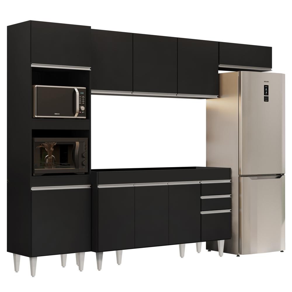 Armário de Cozinha Modulada 4 Peças CP10 Balcão Preto - Lumil em Oferta na Shopee