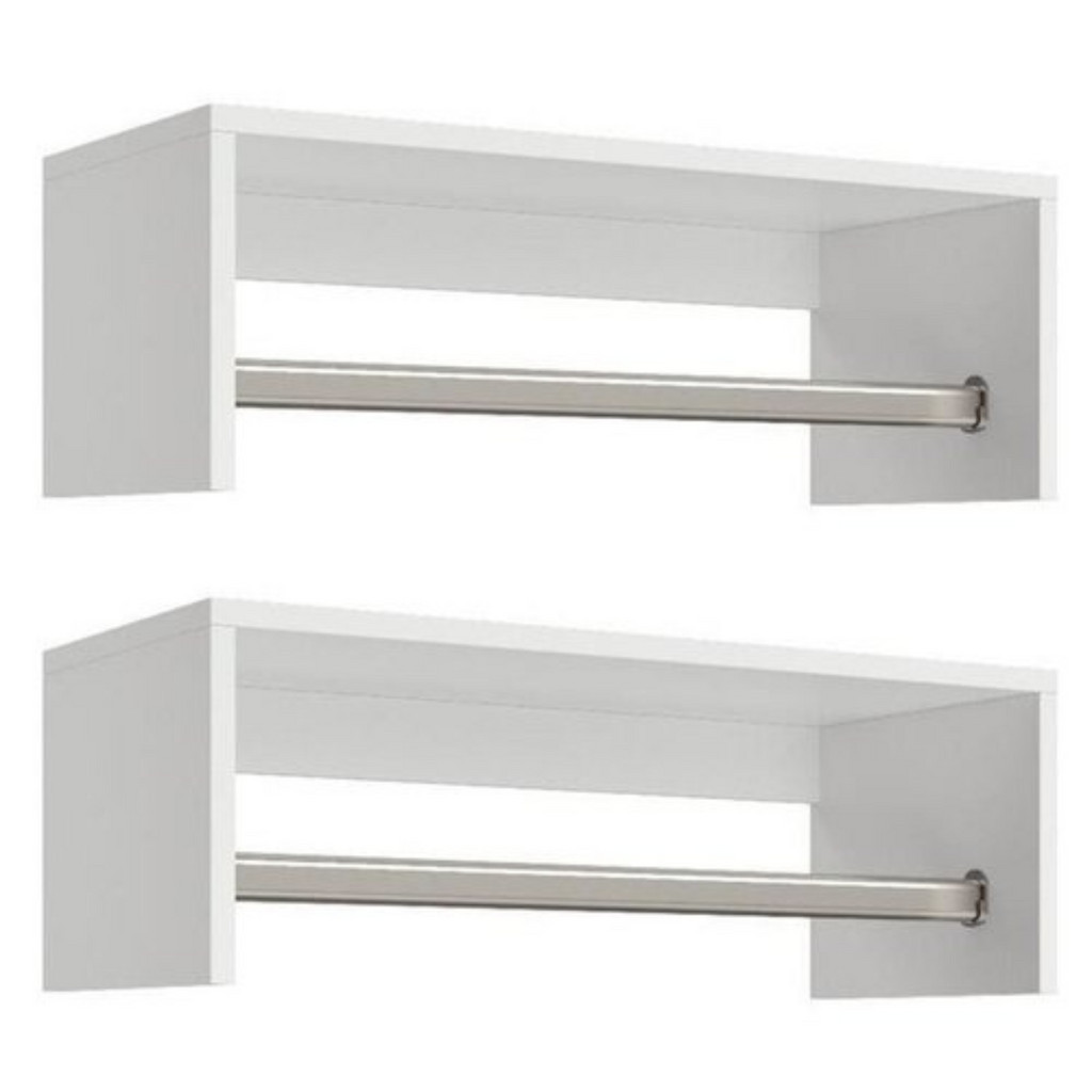 CONJUNTO 2 CABIDEIRO ARARA DE ROUPA CLOSET 75CM MDF WHITE