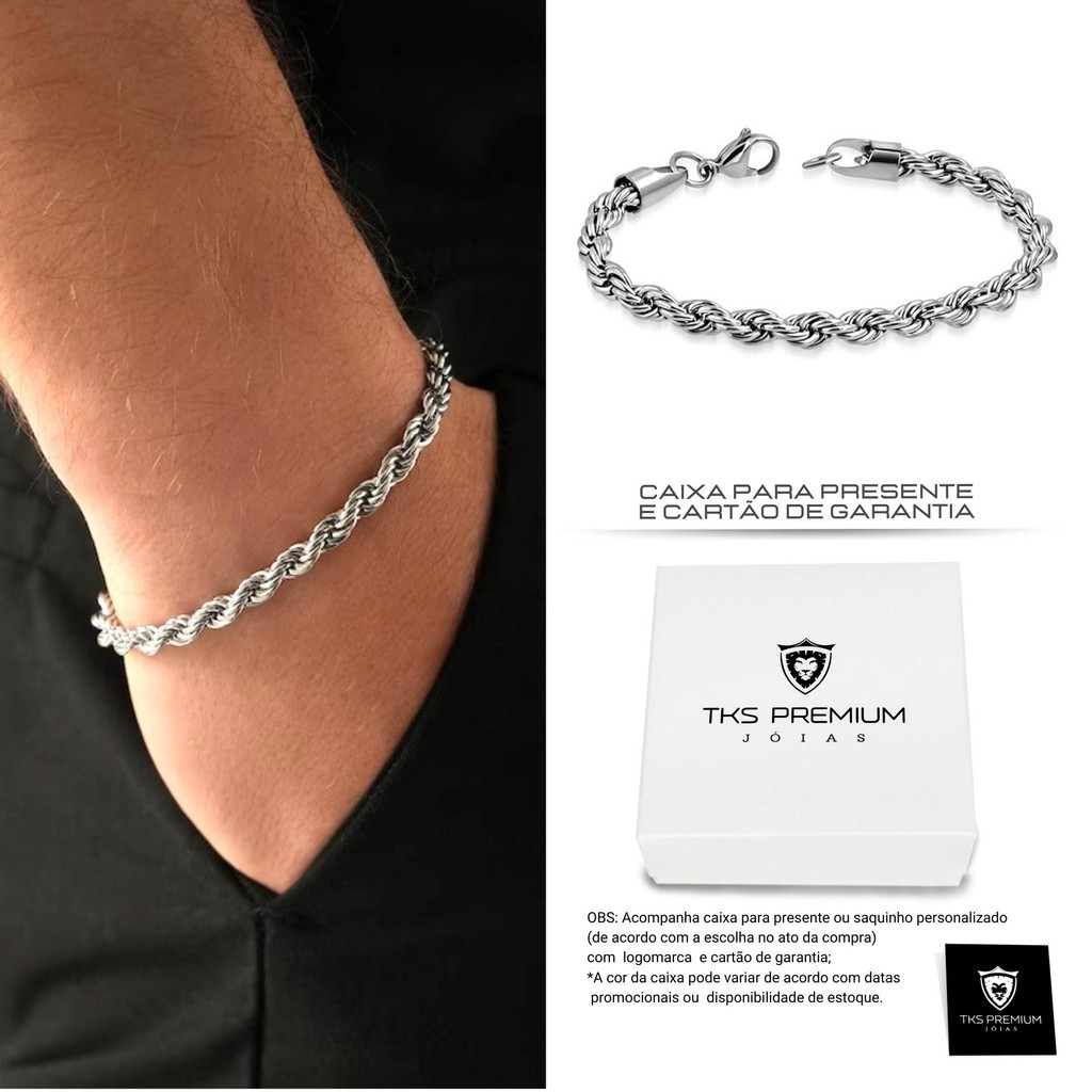 Pulseira Masculino. Pulseira Prata Moderna de Corrente de Aço Inoxidável em Oferta na Shopee