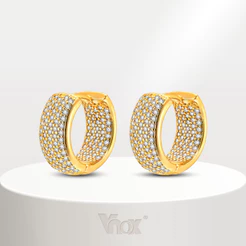 Brincos Vnox Full Diamond Zircon Em Forma De U Para Mulheres , 18K Gold Luxury Fashion Hypoallergenic Earring Jewelry