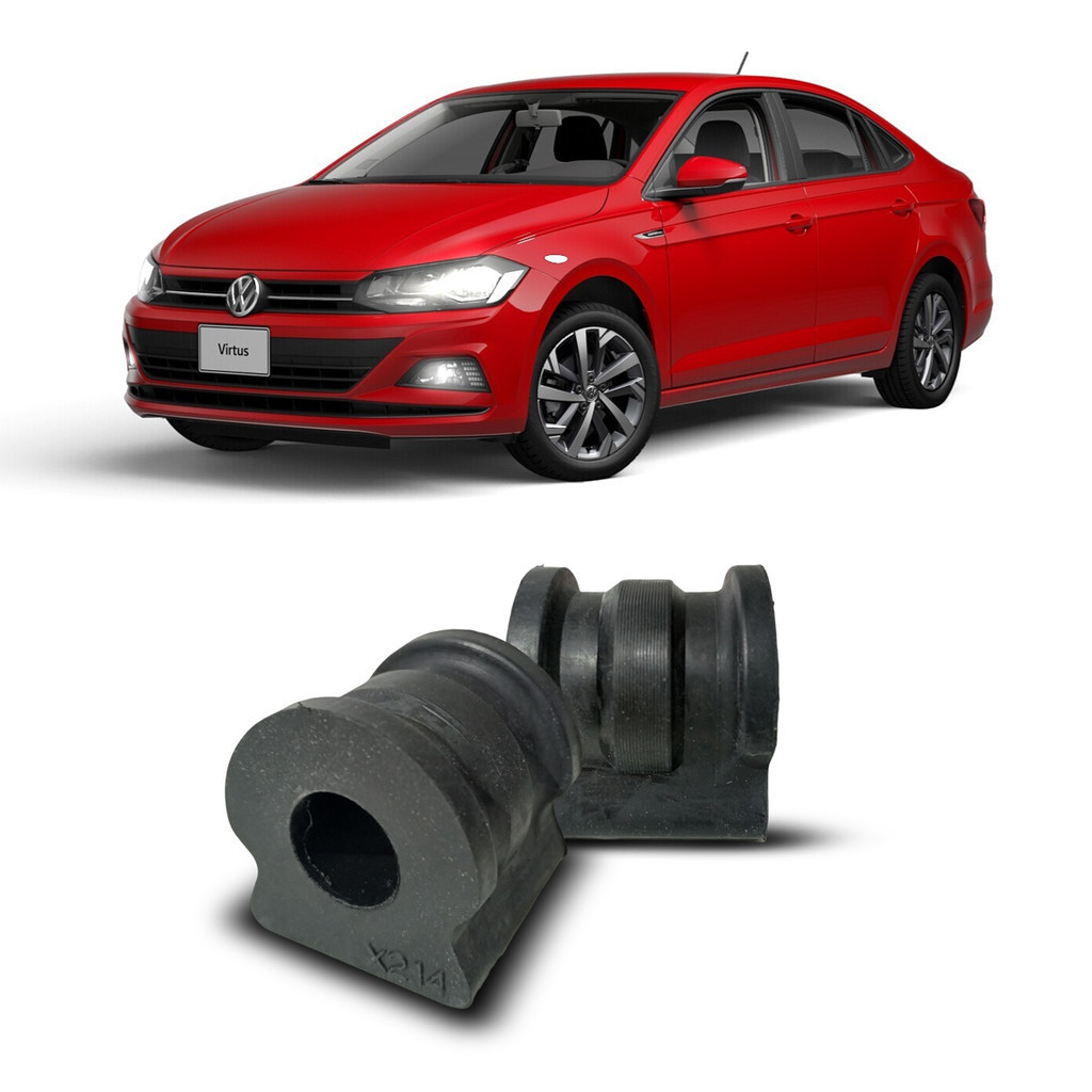 Par Kit Bucha Borracha Barra Estabilizadora Dianteira Volkswagen Virtus 2018 2019 2020 2021 2022 18 Milímetros