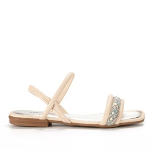 Sandália Mississipi Rasteira Claro Com Pedrarias Q9541 em Oferta na Shopee