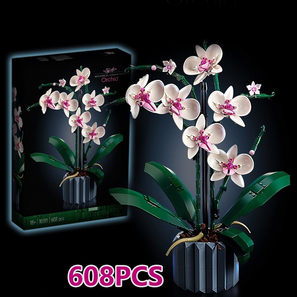 754pcs Blocos de construção Flor Lego Compatíveis permanente 10311 Orquídea Phalaenopsis Blocos de construção Buquês Bonsai Menina Montar brinquedos Presentes de decoração para casa Brinquedos educativos