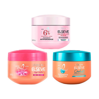 KIT C/3 MÁSCARA ELSEVE GLYCOLIC + CACHOS + LONGO DOS SONHOS em Oferta na Shopee