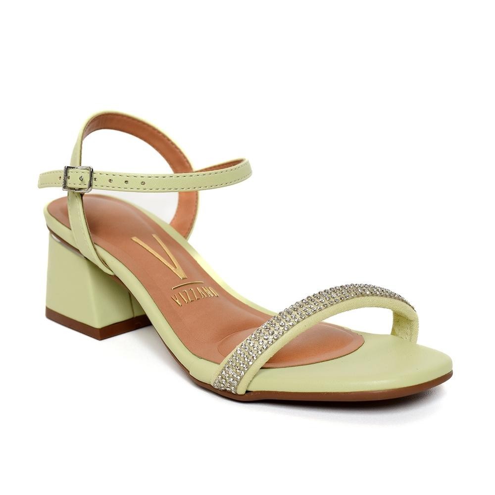 Sandália Vizzano Salto Bloco Brilho Feminina - Verde Claro em Oferta na Shopee