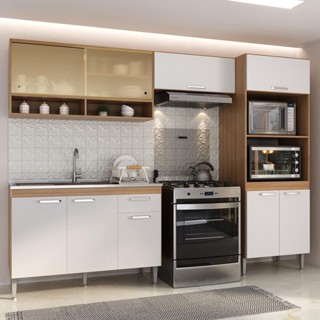 Armário de Cozinha Compacta Modulada com Gabinete para Pia Paris Multimóveis MP2227 em Oferta na Shopee