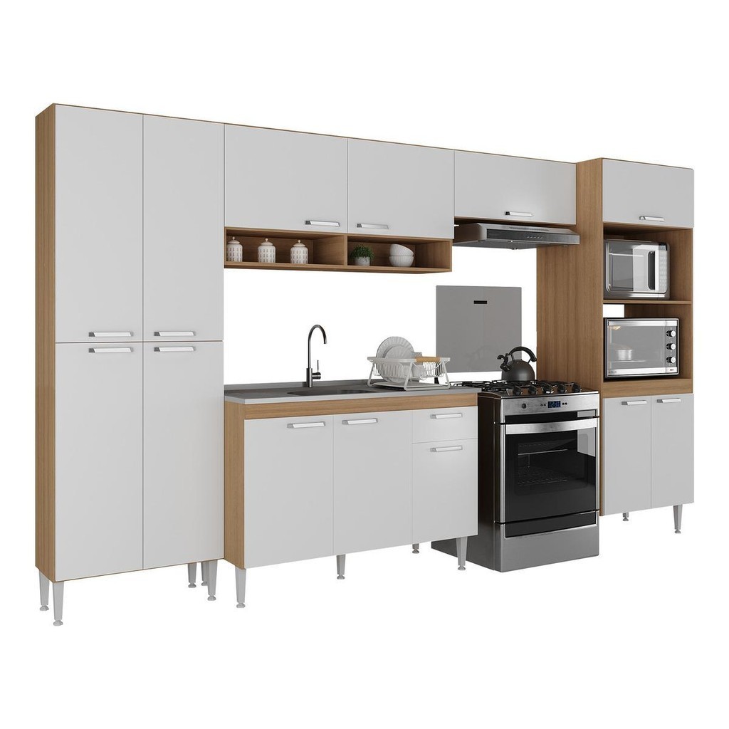Armário de Cozinha Modulada com Gabinete de Pia 5 Pçs Paris Multimóveis MP2222 em Oferta na Shopee