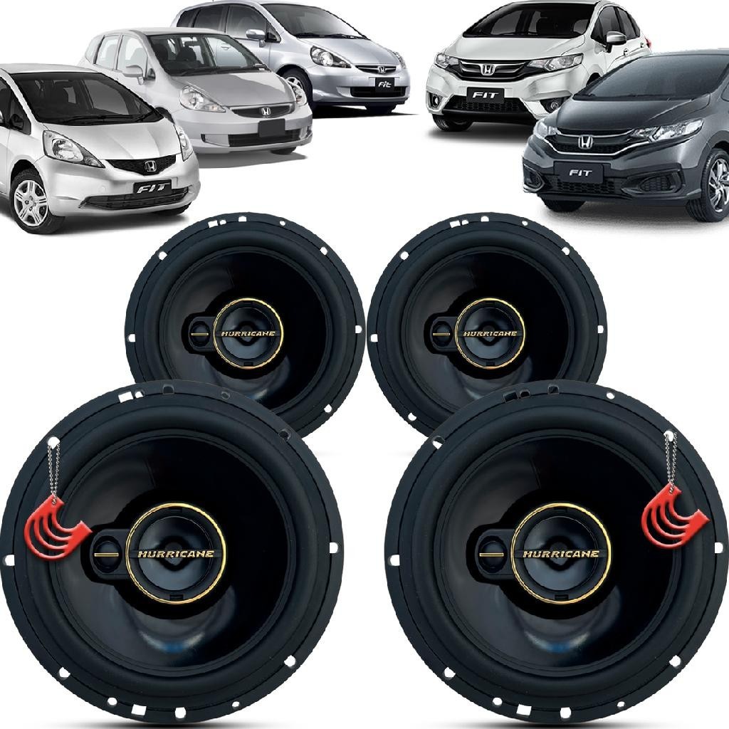 Kit Alto Falantes Dianteiros e Traseiros Honda Fit 2004 até 2021 - Hurricane Aurum 480w - Spare Parts and Accessories for Vehicles