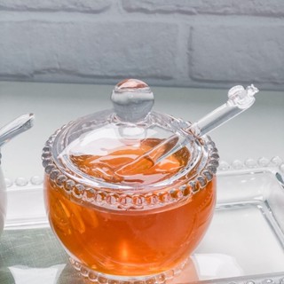 Meleira ou Pote Mel cristal com Pegador Abelinha Pearl Bolinha 10 cm x 8 cm x 7 cm Wolff em Oferta na Shopee