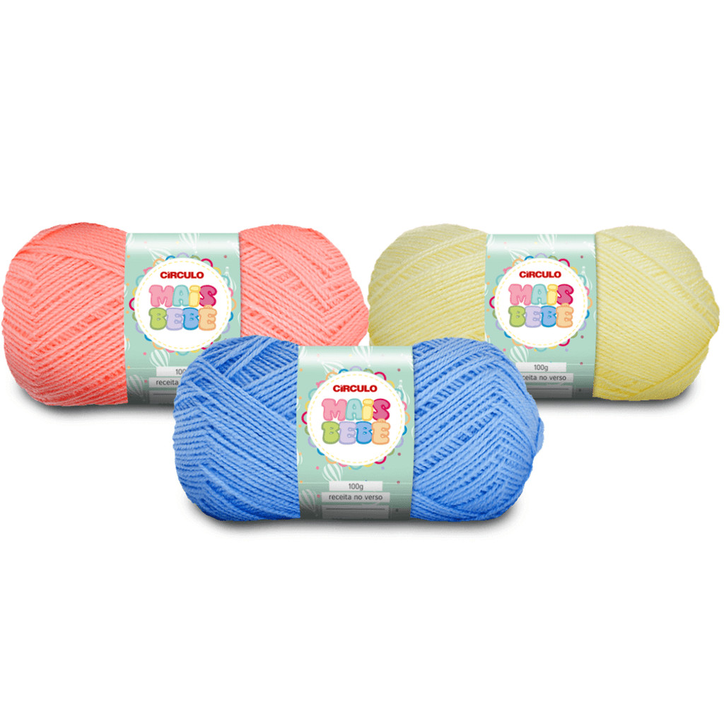 Kit 5 Lã Fio Mais Bebe Circulo - 500m/100g para Croche e Trico