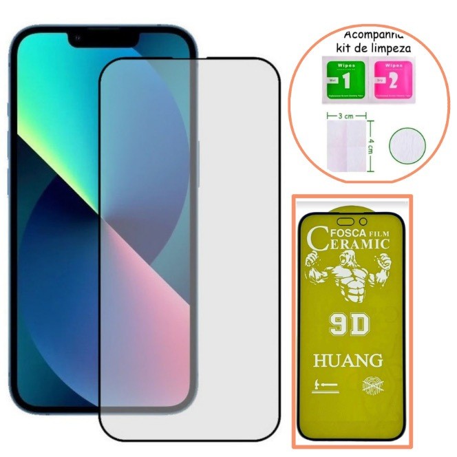 Película Fosca Cerâmica Flexível AG 9D Hidrogel para iPhone 11/12/13/14/15/16 Pro Max