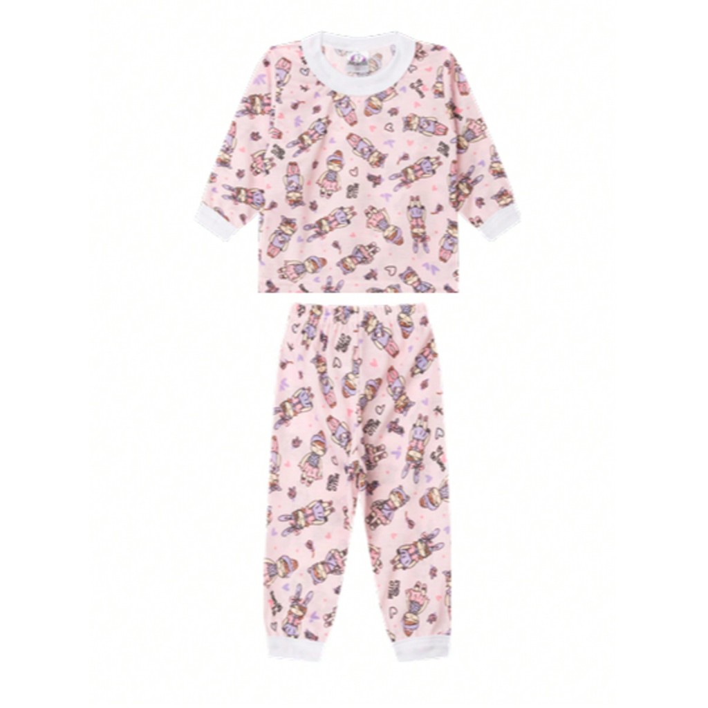 Pijama Bebe Menina Manga Longa Estampado Roupa De Dormir Criança Conforto Feminino Poliéster