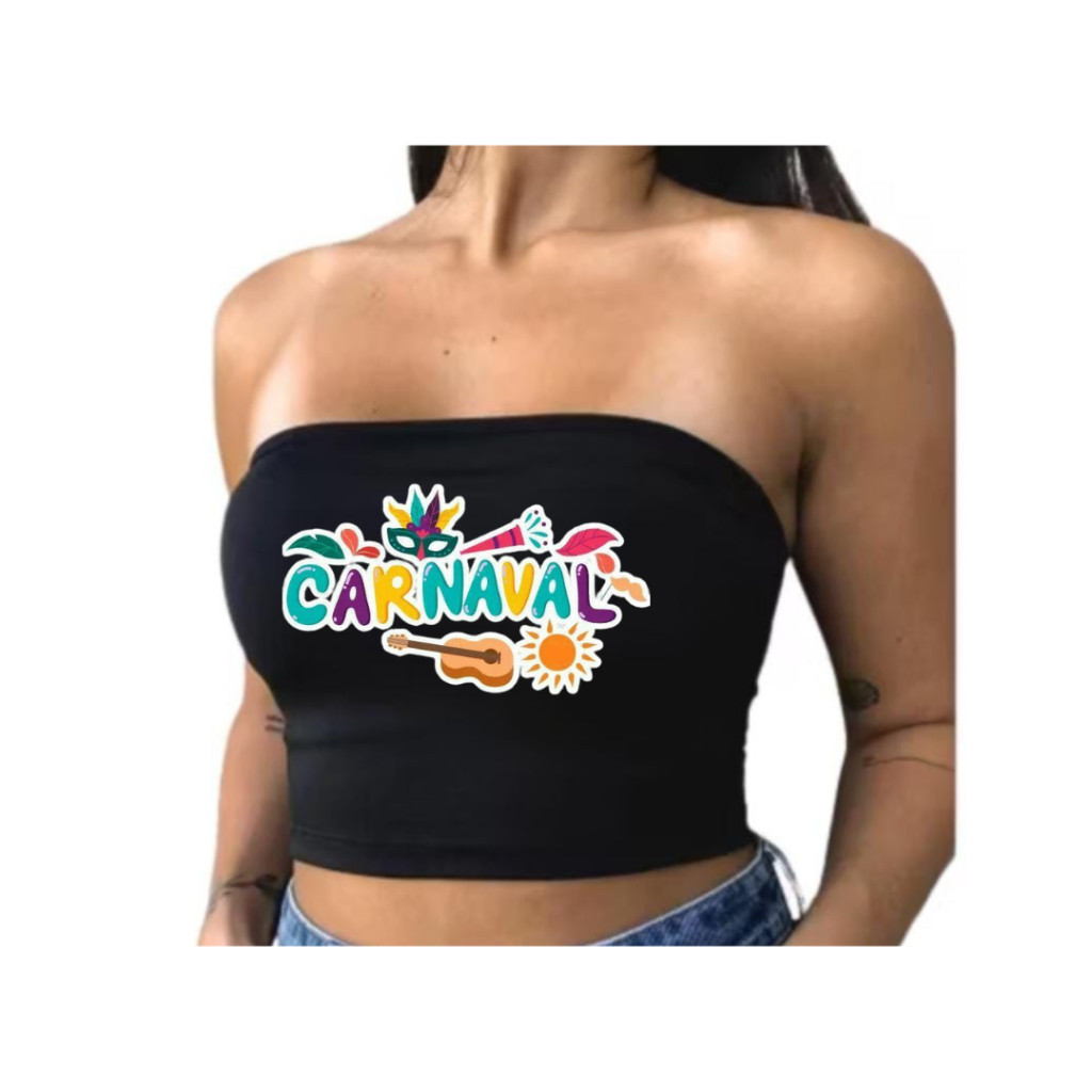 Linda TOP FAIXA ESTILO CROPPED ESTAMPA CARNAVAL 2025 Distribuidora