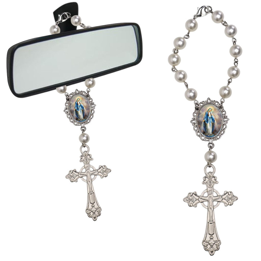 Dezena Terço Carro Retrovisor Nossa Senhora das Graças em Oferta na Shopee