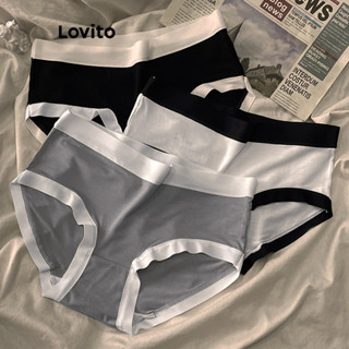 Lovito Calcinha Casual Patchwork Colorblock Para Mulheres LNA37155 (Cinza/Branco/Preto)