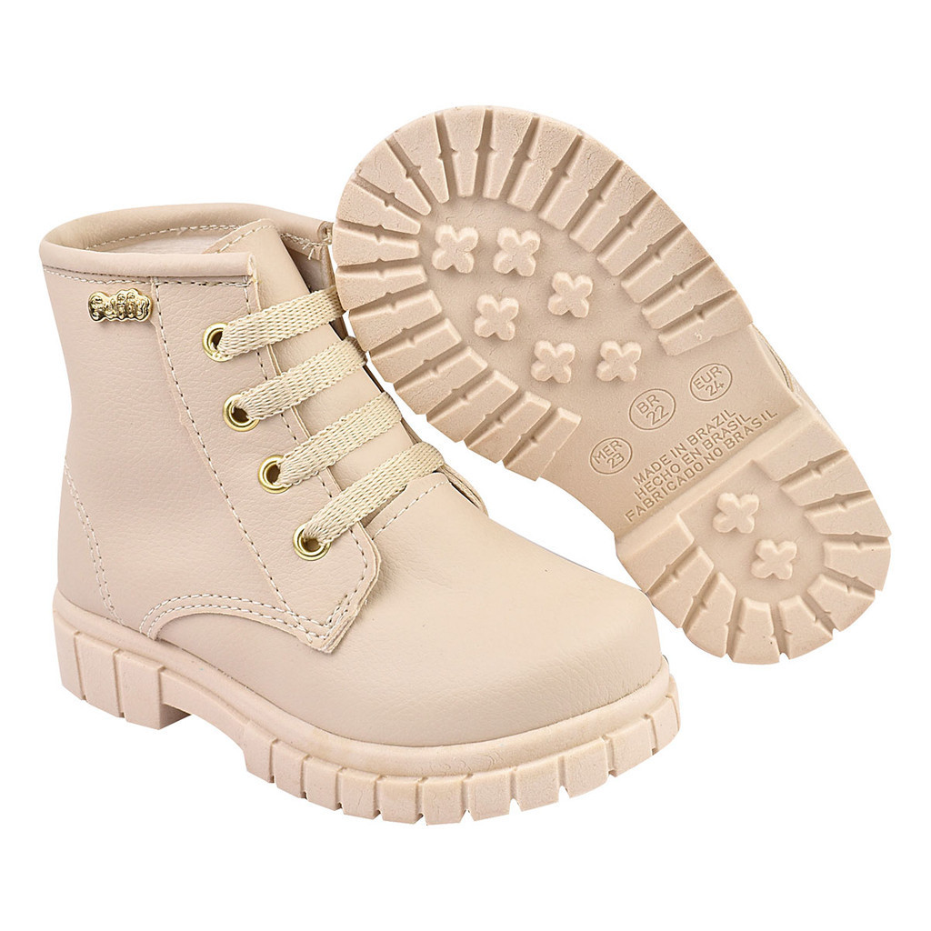 Coturno Infantil Menina Botinha Moda Off White Cano Baixo  Oferta
