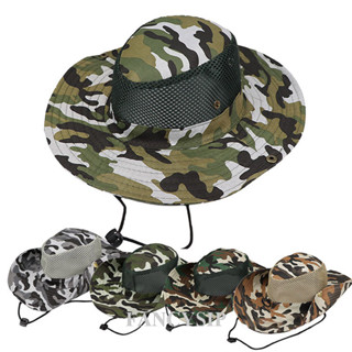 Chapéu De Sol Para Homens Praia Com Aba Larga Proteção Uv Camuflagem Safari Pesca Caçamba Dobrável Ao Ar Livre