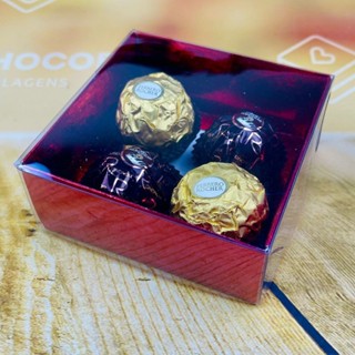 40 Caixa P/4 Doces Vermelha Textura com Visor PVC N4 ASSK  8,5x8,5x4 em Oferta na Shopee