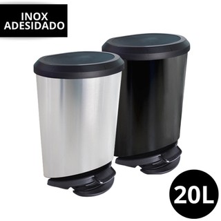 Lixeira Grande 20L Tipo Inox com Pedal – Prata e Preto para Cozinha, Banheiro e Escritório