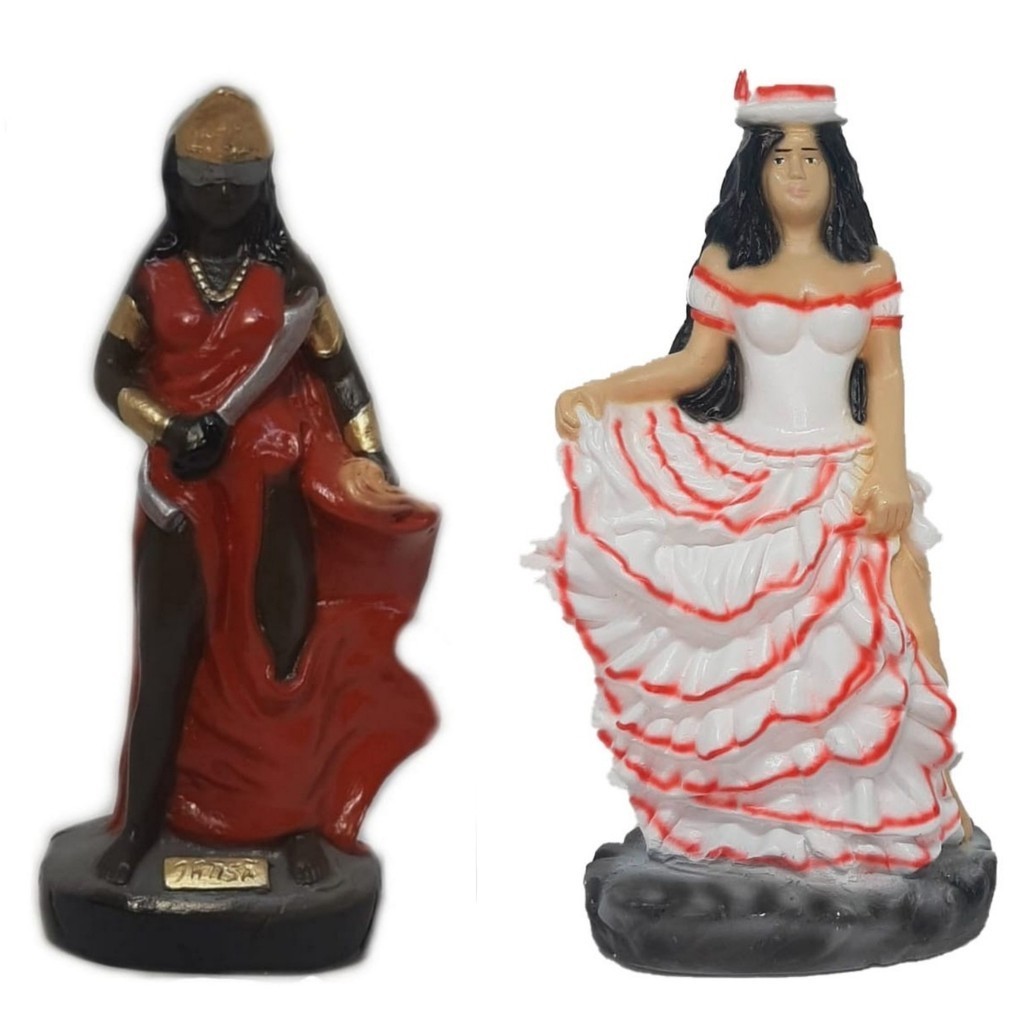 Escultura Estatueta Estátua Orixá Iansã E Pombagira Maria Navalha Malandra Umbanda Candomblé Imagem Gesso 22cm Congá Altar