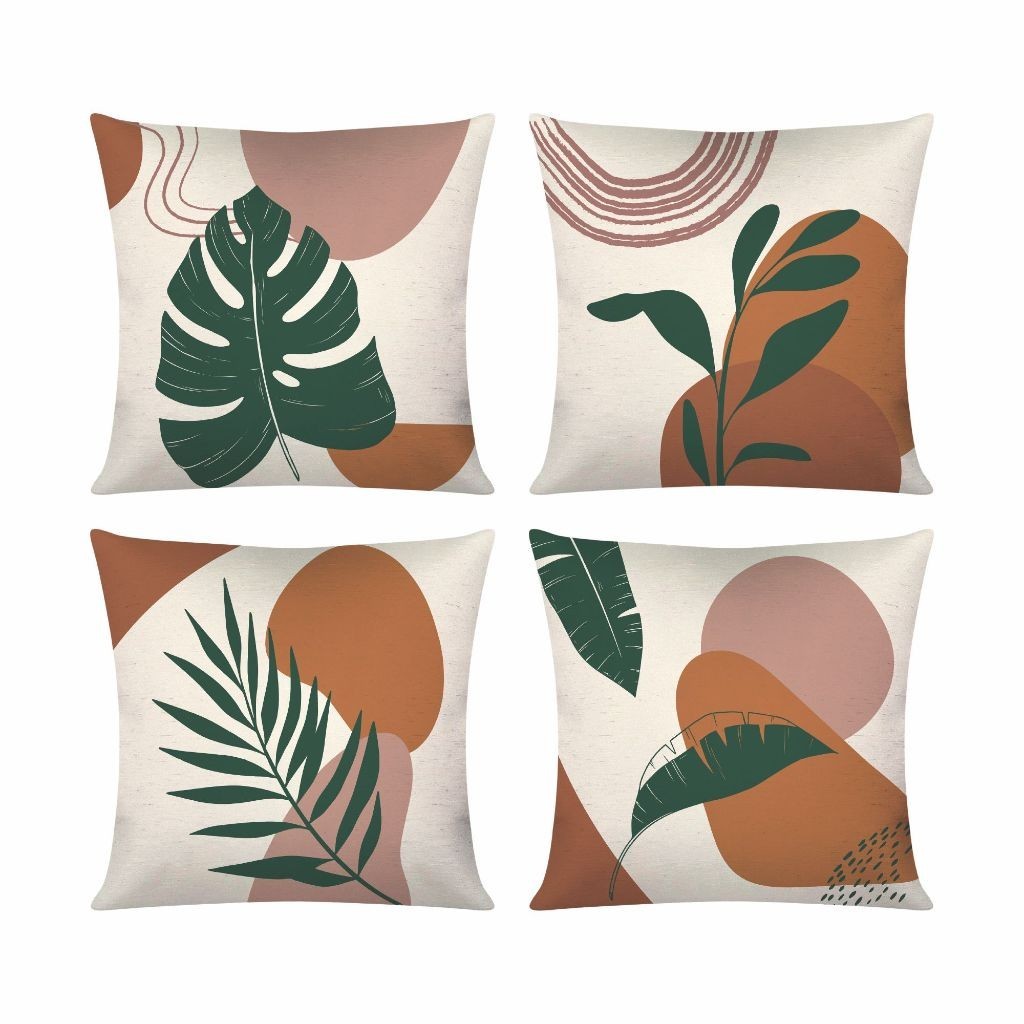 Kit c/ 04 Capas de Almofada Decorativas Modern Print 45x45 - Folhagem Natural em Oferta na Shopee