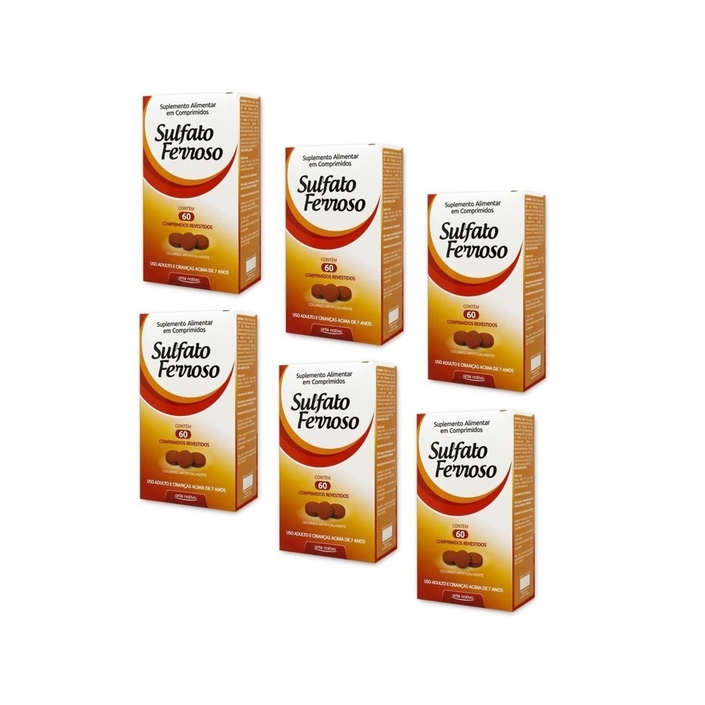 Kit 6 Suplemento Alimentar Sulfato Ferroso 60Cpr Arte Nativa em Oferta na Shopee
