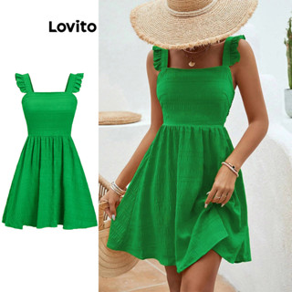 Lovito Vestido de Jacquard Lettuce Trim Boho para Mulheres L80ED320
