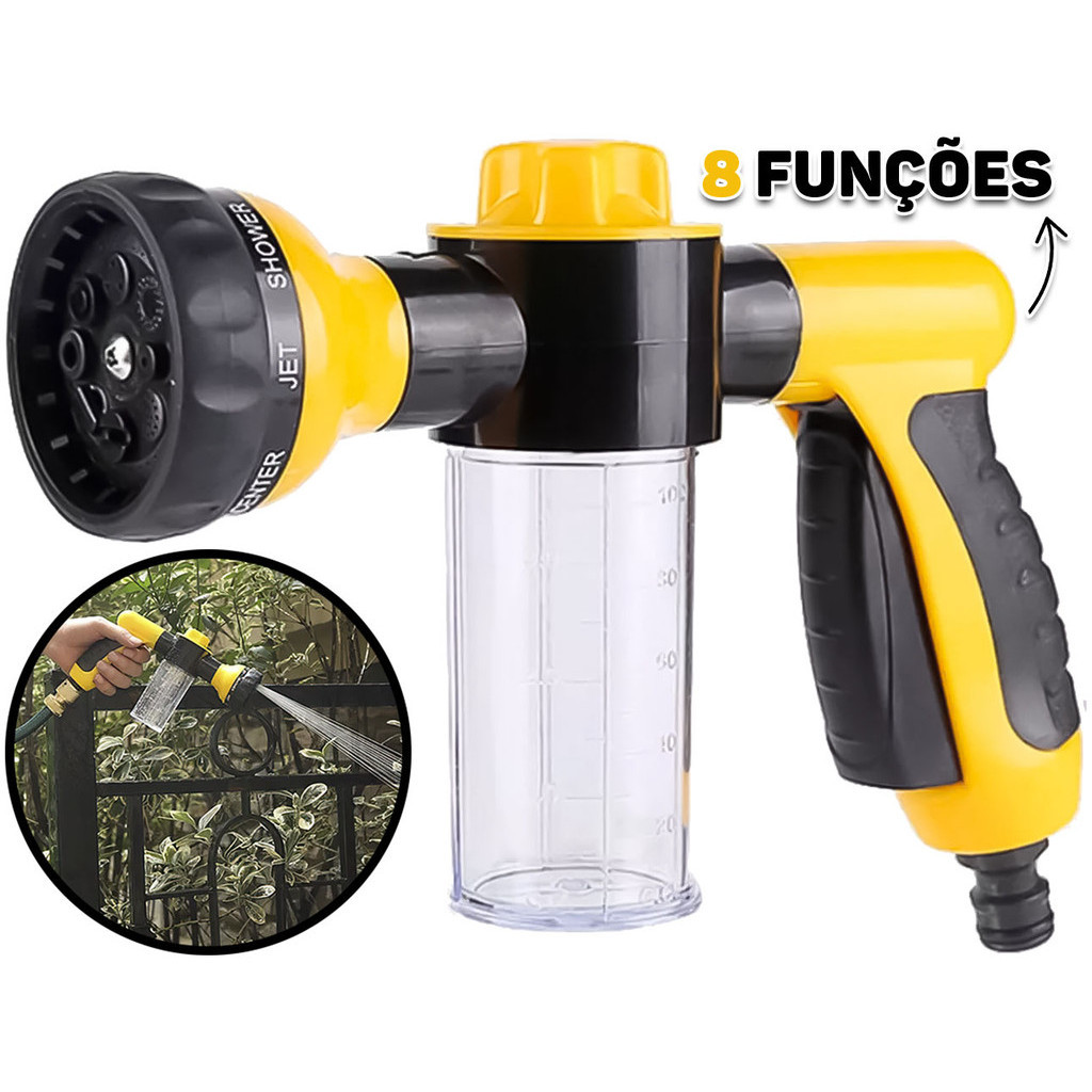 Esguicho Para Jardim Horta Com Copo Jato Múltiplo 8 Funções Gatilho Com Trava Engate Rápido 1/2" em Oferta na Shopee