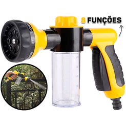Esguicho Para Jardim Horta Com Copo Jato Múltiplo 8 Funções Gatilho Com Trava Engate Rápido 1/2"