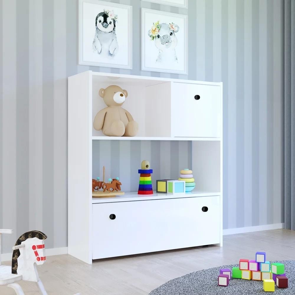 Estante Infantil Organizadora Com Nichos 2 Gavetas Susie Branco - Lumil Móveis - Home & Living