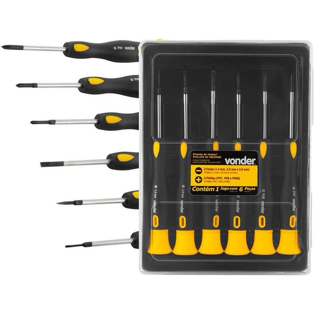 Chave De Fenda E Phillips De Precisão Haste Em Aço Cromado Para Relojoarias Eletrônicos 6 Peças Vonder em Oferta na Shopee