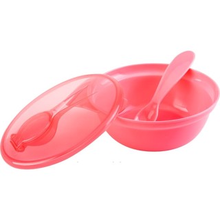 Kit Prato Bowl Com Tampa e Colher Infantil 300ml Rosa Buba em Oferta na Shopee