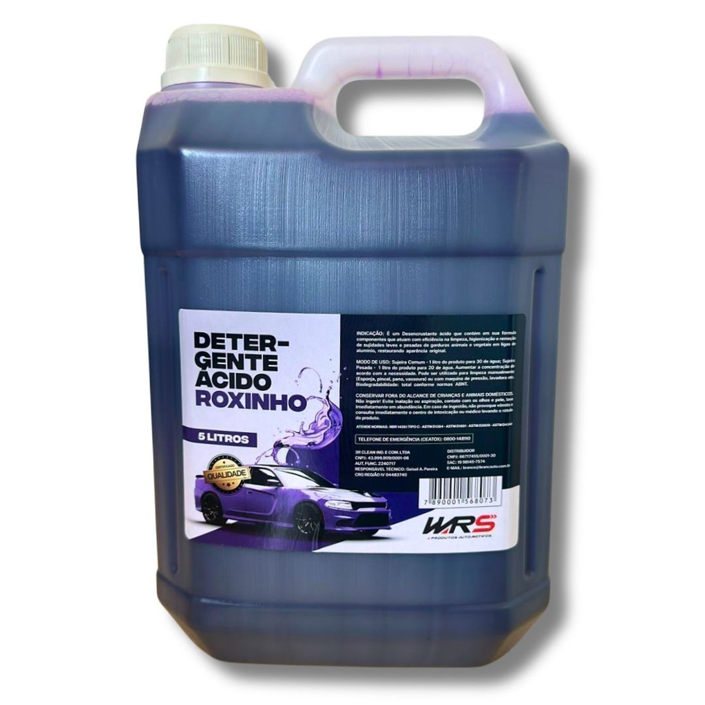 Detergente Ácido Roxinho WRS 5 Litros para Higienização de Autos e Industrias