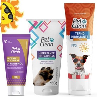 Combo Protetor Solar Hidrata Pata Focinho Creme Termo Hidratante FPS para Cachorro Pet Clean