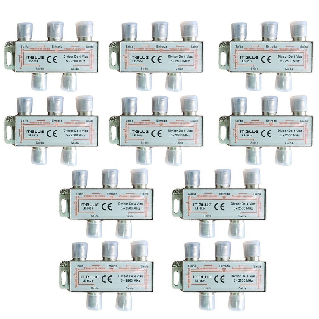 Kit 10 Divisor De Antena 4 Saidas Universal A Cabo Uhf Vhf Digital