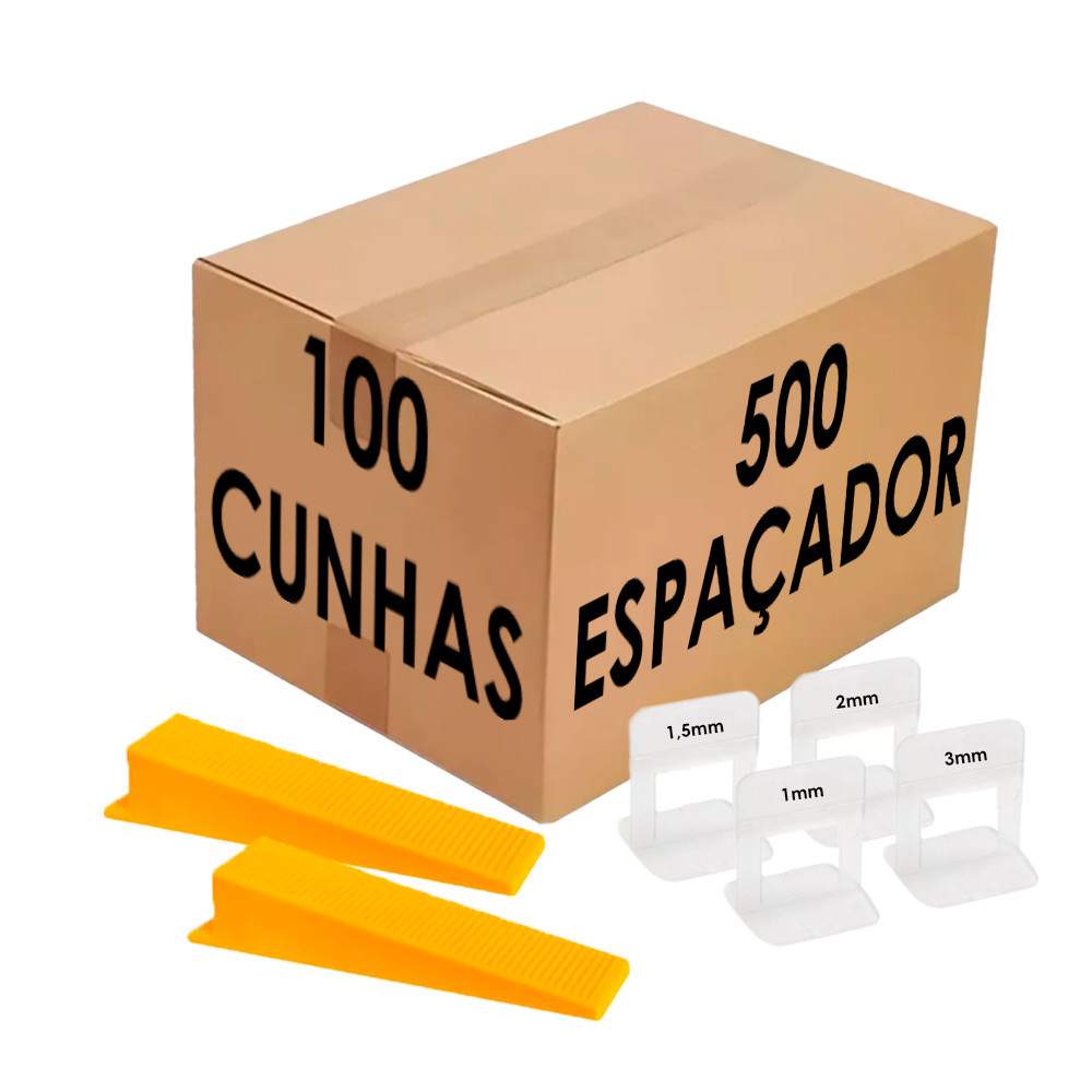 500 ESPAÇADOR NIVELADOR + 100 CUNHAS PISO PORCELANATO