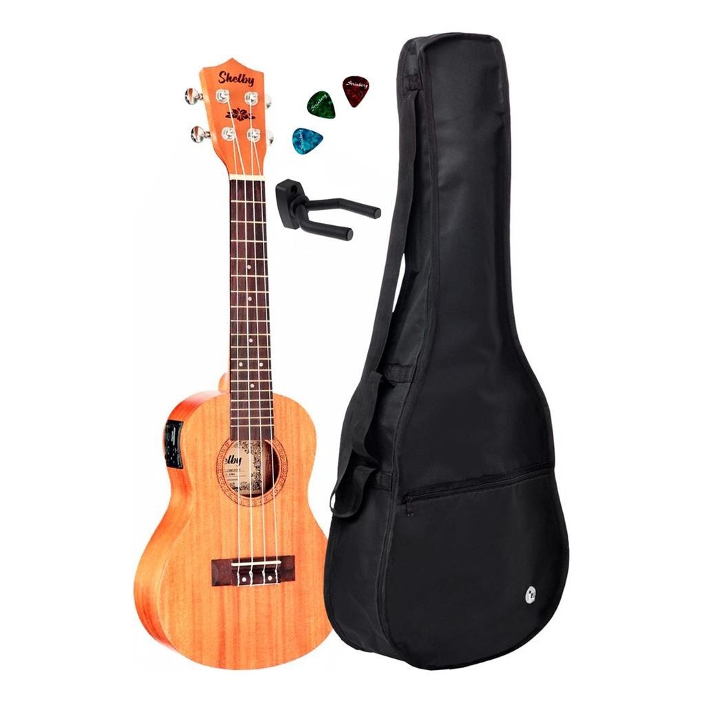 Ukulele Shelby Su23me Stnt Concert 23+capa Suporte Acessorio em Oferta na Shopee