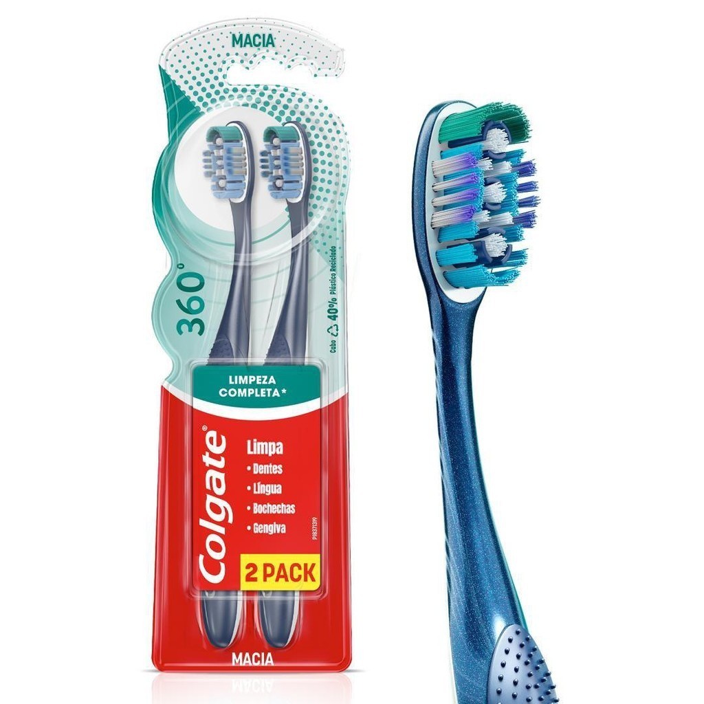 Escova de dentes Colgate 360º 2un em Oferta na Shopee