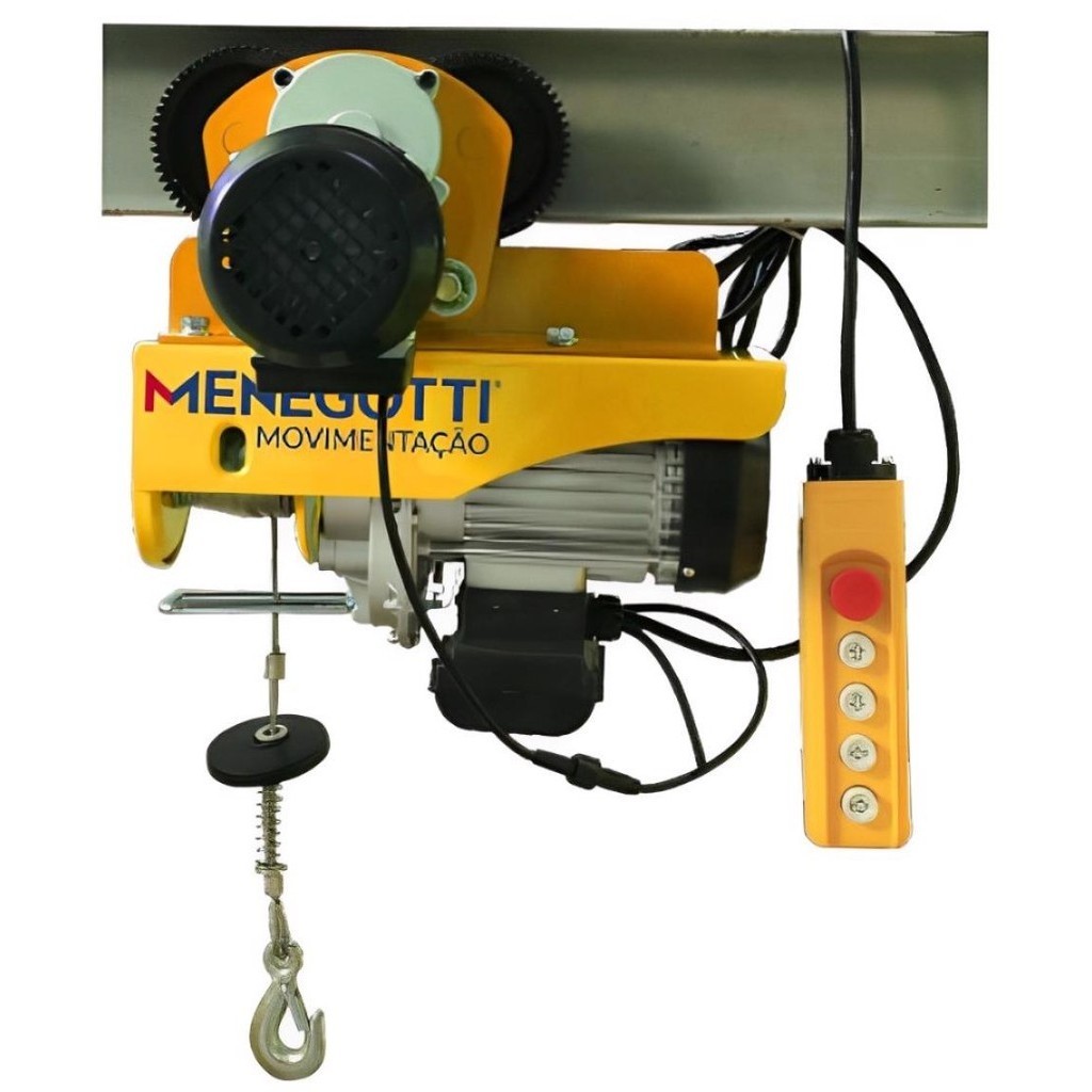 Talha Guincho Elétrico com Trole 600kg Elevação 12M MENEGOTTI em Oferta na Shopee