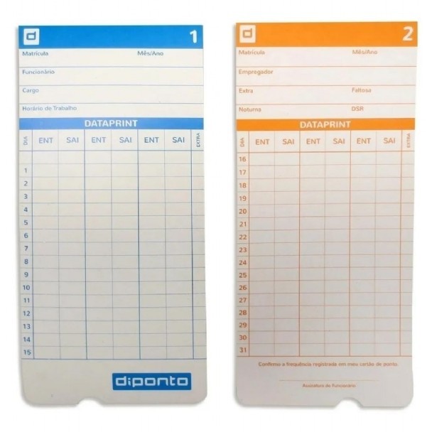 Cartão De Ponto Diponto Dataprint 200 Un Laranja
