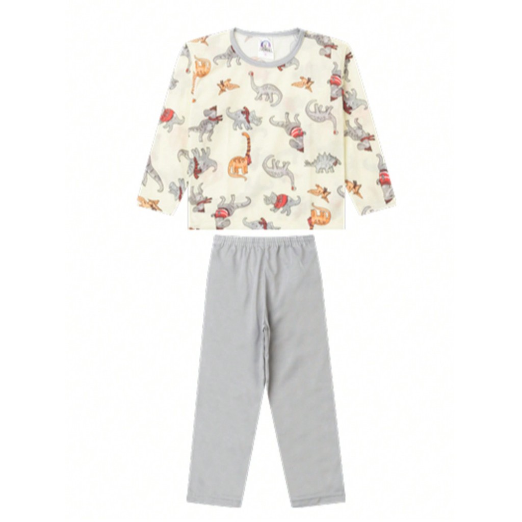 Pijama Infantil Menino Manga Longa Estampada Masculino Roupa De Dormir Criança Conforto Poliéster