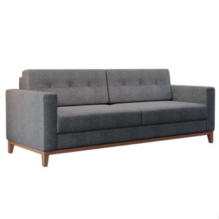 Sofá 3 Lugares Living Pés e Base em Madeira Linho Cotton Cinza 180 cm em Oferta na Shopee