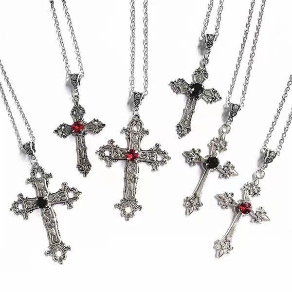 6 estilos gótico estilo Punk escuro detalhes cruz pingente moda High-End Design colar