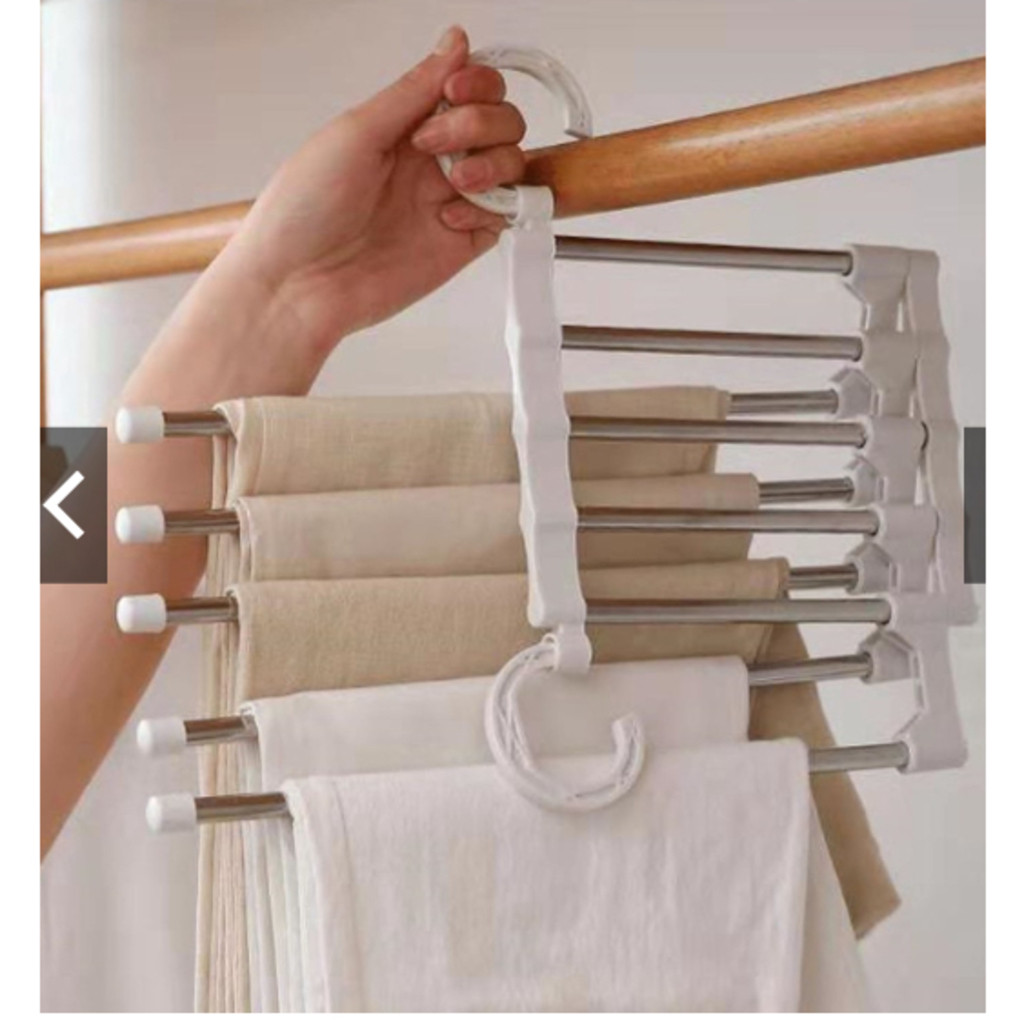 Cabide 5 em 1 Retrátil Multifuncional Aço Calças Jeansmy em Oferta na Shopee