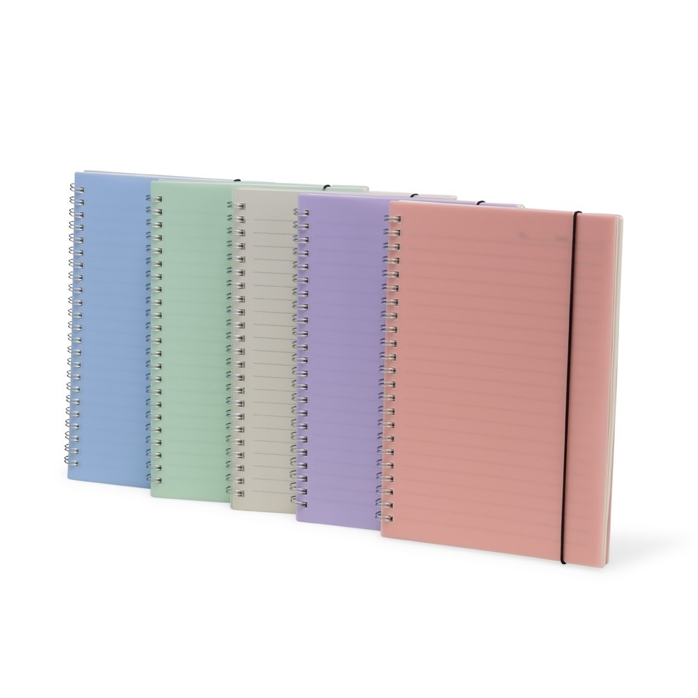 Caderno A5 com capa plástica e elástico para lacre com pauta em Oferta na Shopee