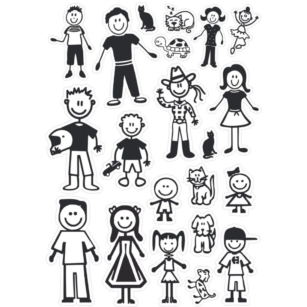 Kit com 21 adesivos familia feliz para carro, moto veículos