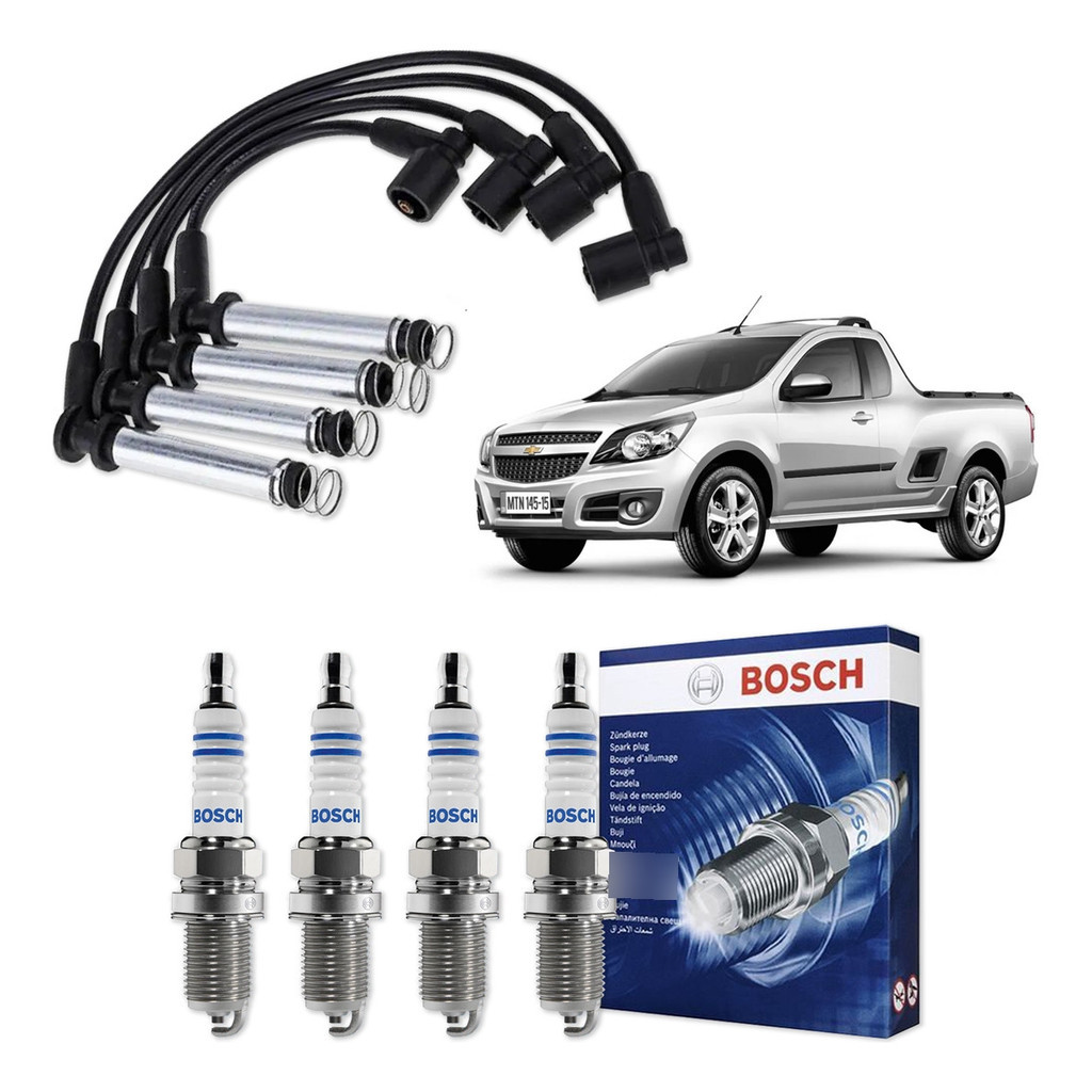 Imagem Kit Cabo E Vela de Ignição Original Bosch Chevrolet Montana 1.4 8V Econo.Flex 2007 A 2021
