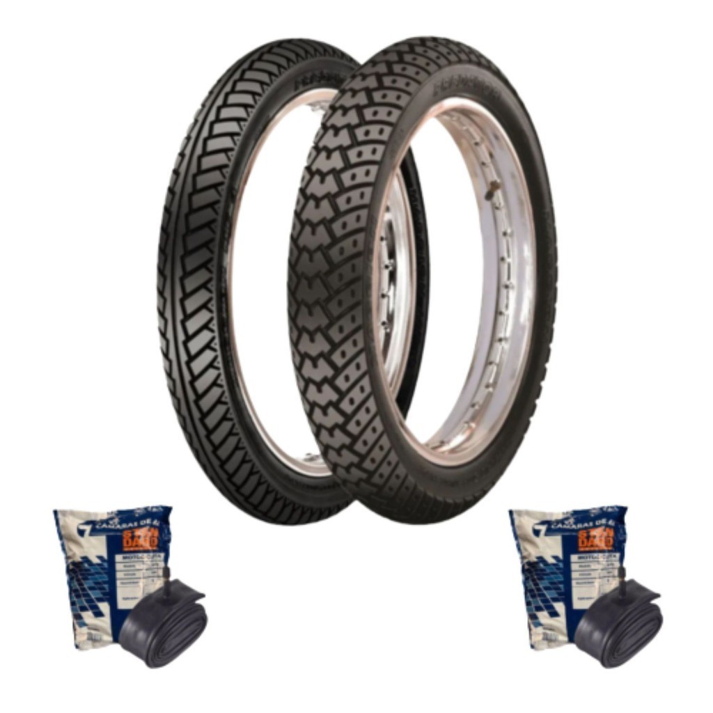 Pneus Para Moto Predator MR5 90/90-18 Traseiro e 275-18 MF4 Dianteiro Maggion + Câmaras Gulfair MG18
