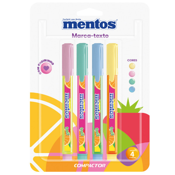 Caneta Marca Texto Mentos c/ 04 - Compactor