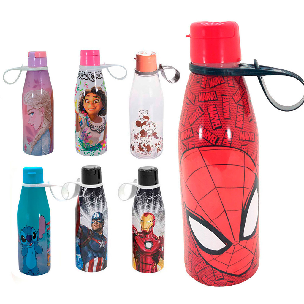 Garrafinha Infantil de Plástico  Com Tampa Abre Fácil 530ml Plasútil